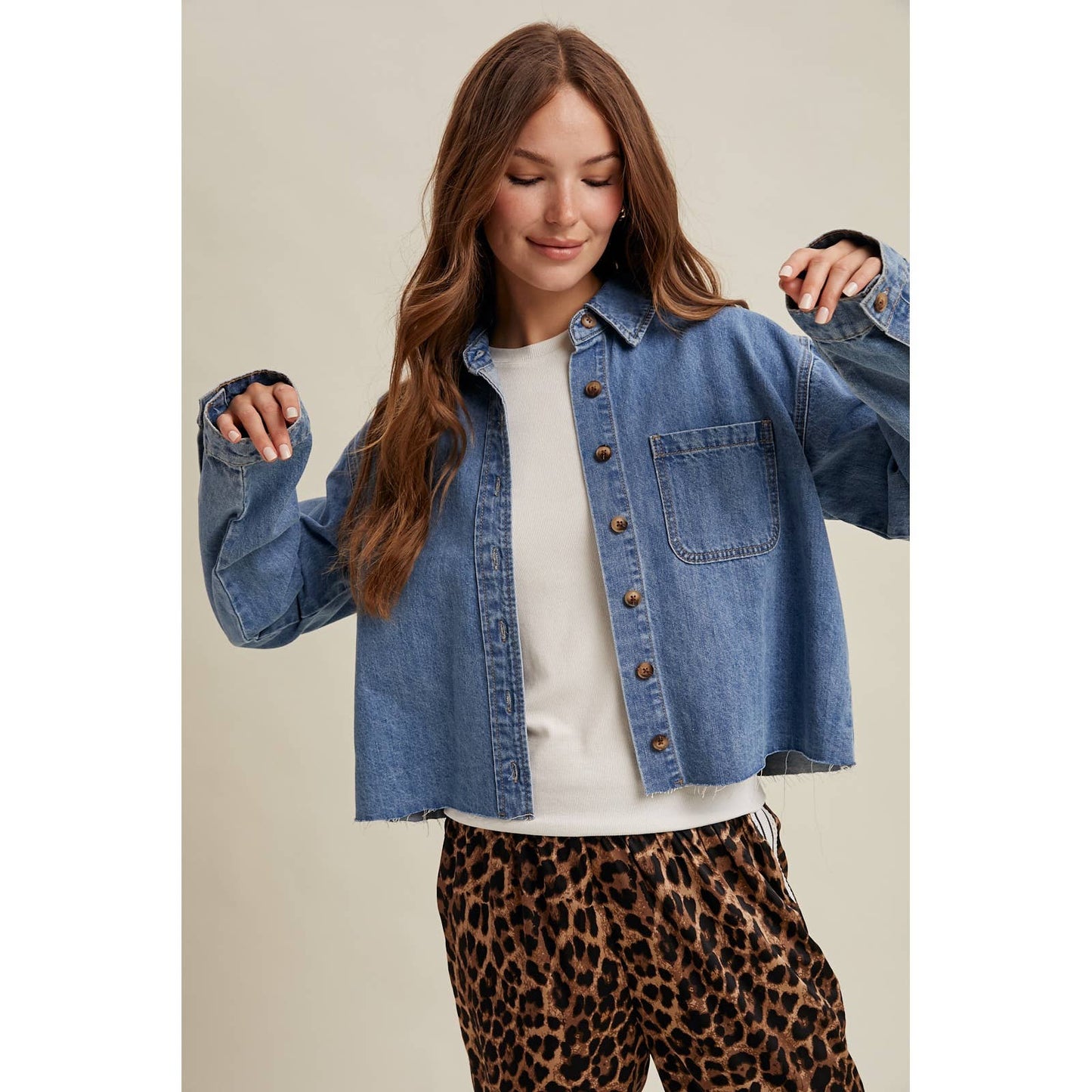 Wishlist BUTTON-UP DENIM SHIRT WITH RAW EDGE / WL25-11705