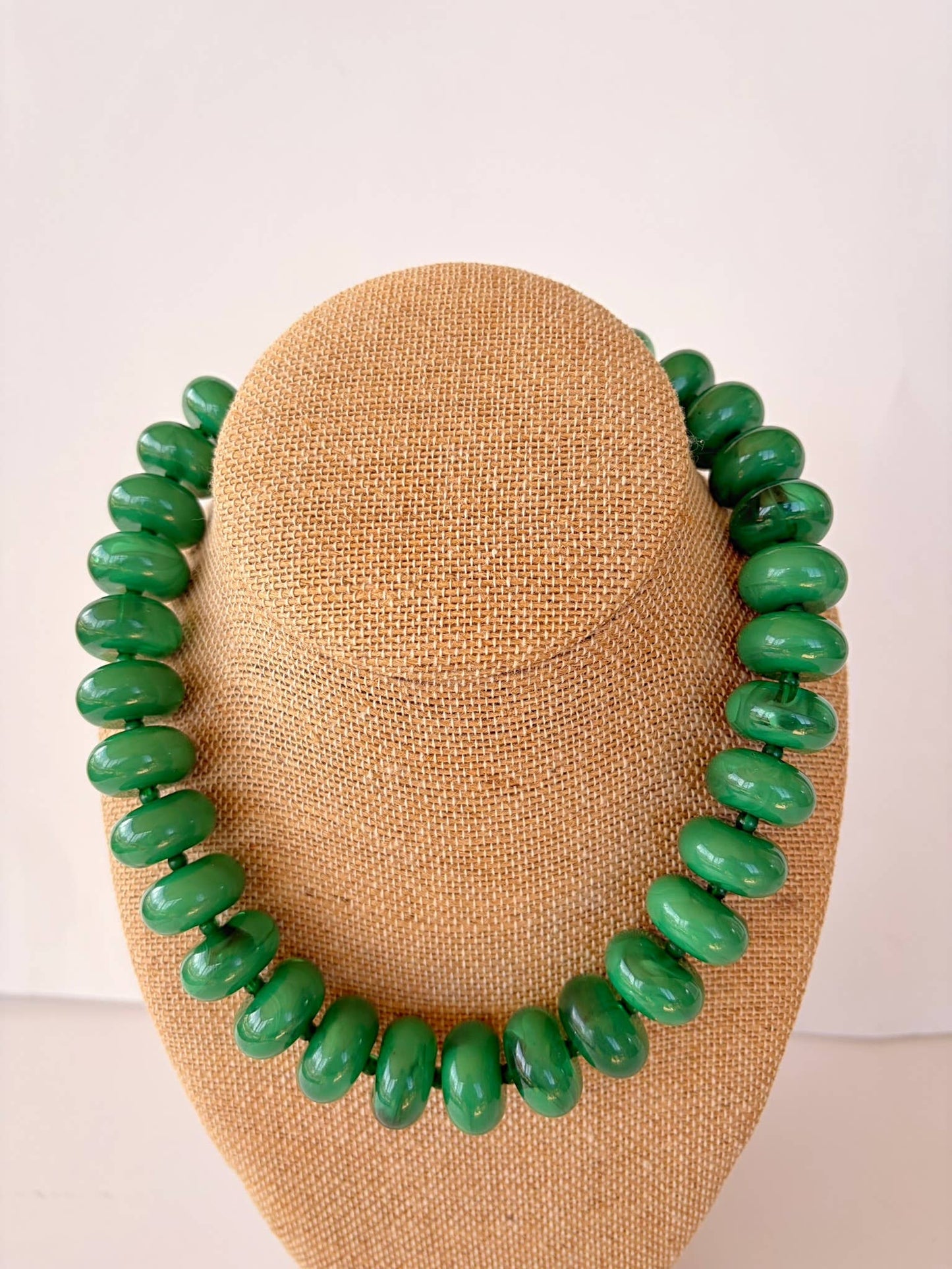 The Katie Kollective - The Rory — Emerald Green Large Rondelle Beaded Necklace