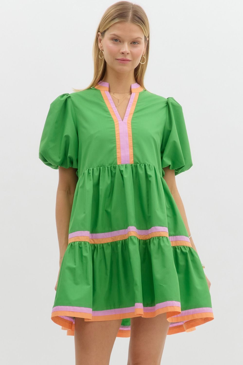 Entro Green V Neck Dress