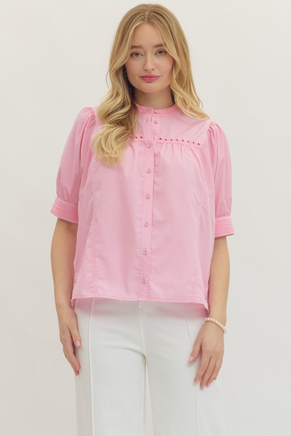 Entro Pink Eyelet Shirt(T29822)