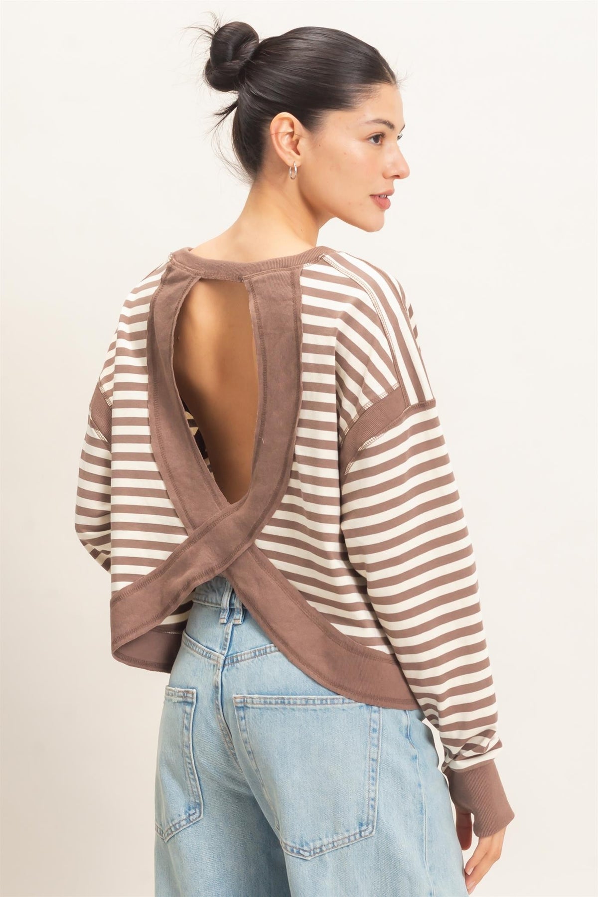 HYFVE Mocha Striped Long Sleeve Top (HF26C908)