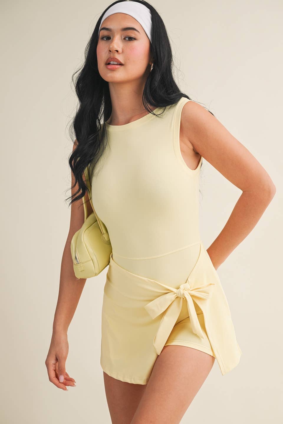 Kimberly C Yellow Sleeveless Wrap Tie Front Dress