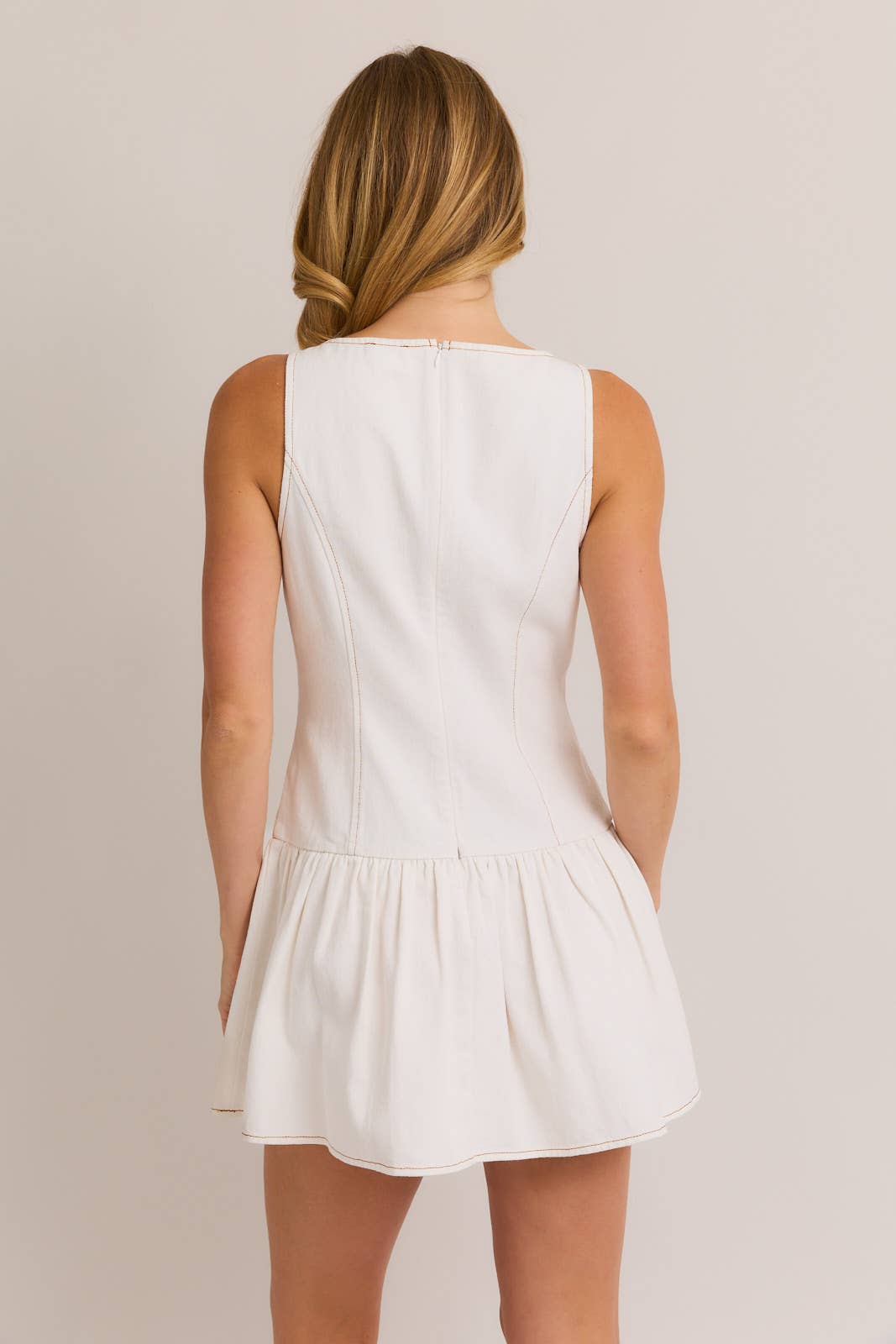 Le Lis Boat Neck Low Waist Dress White