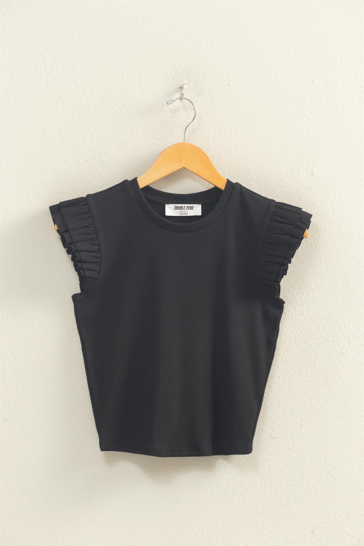 HYFVE Black Ruffled Top