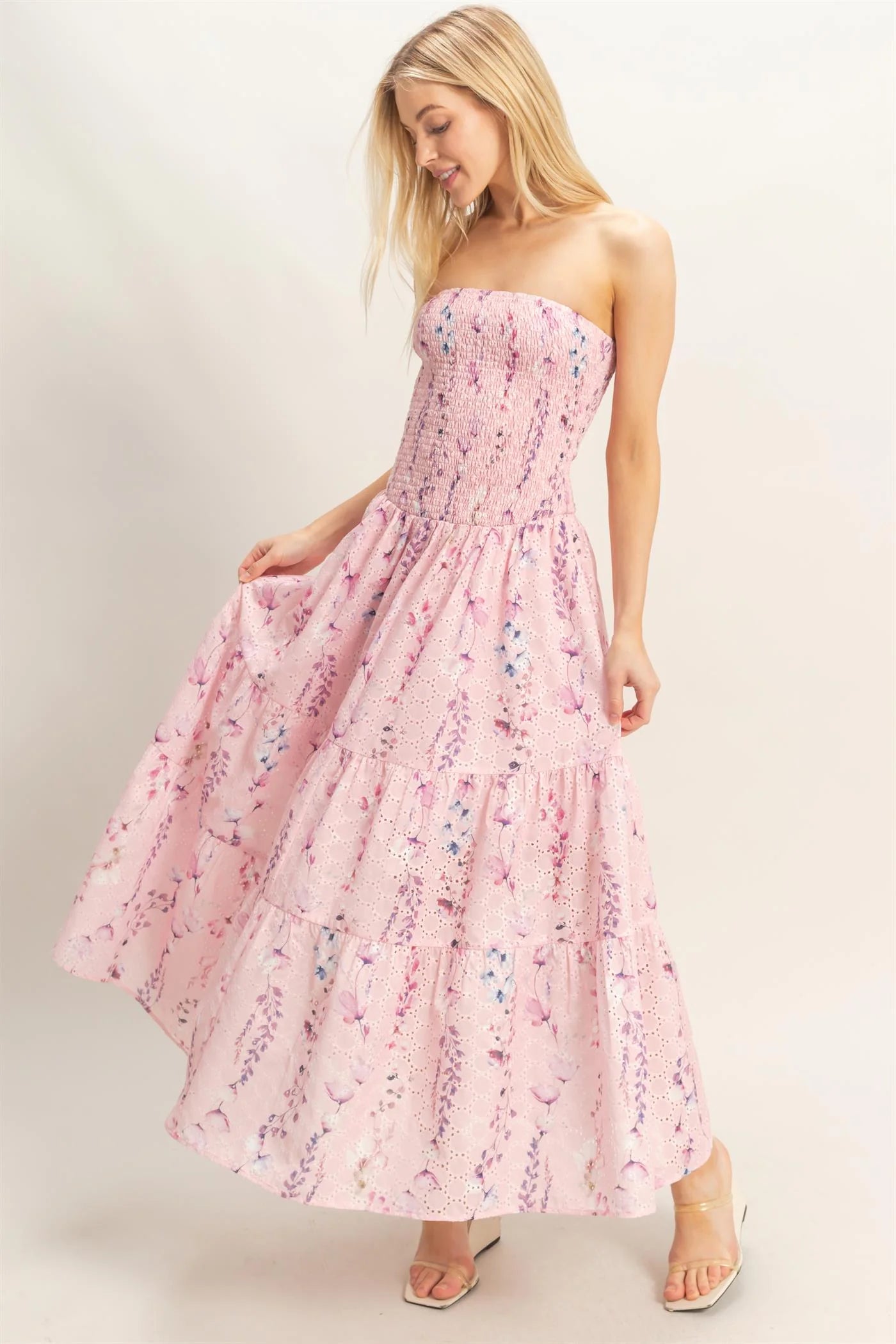 HYFVE Floral Pink Strapless Dress
