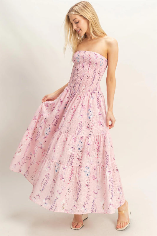 HYFVE Floral Pink Strapless Dress